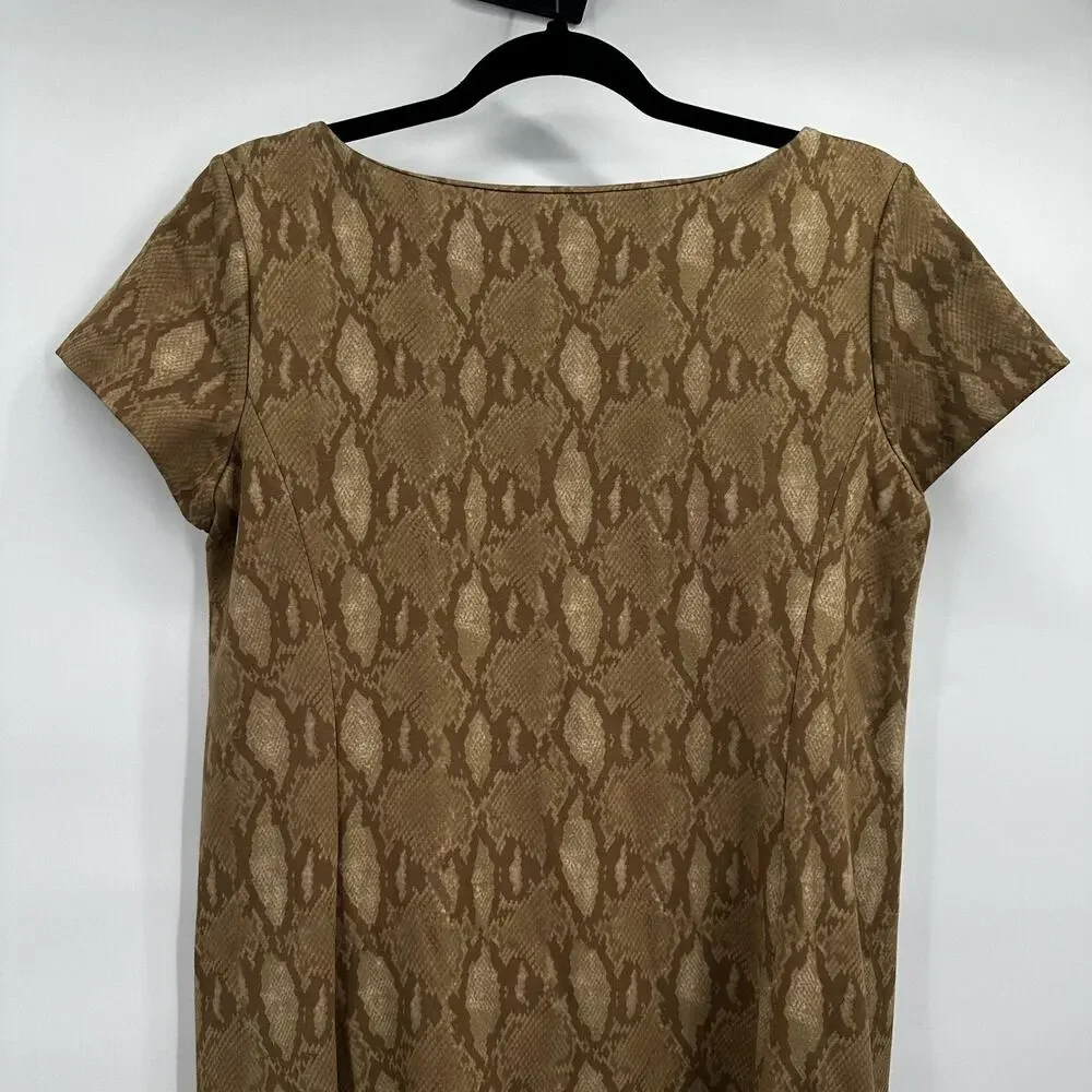 Lauren Ralph‎ Lauren Dress Womens Medium Snake Print Sheath Stretch Midi Chic